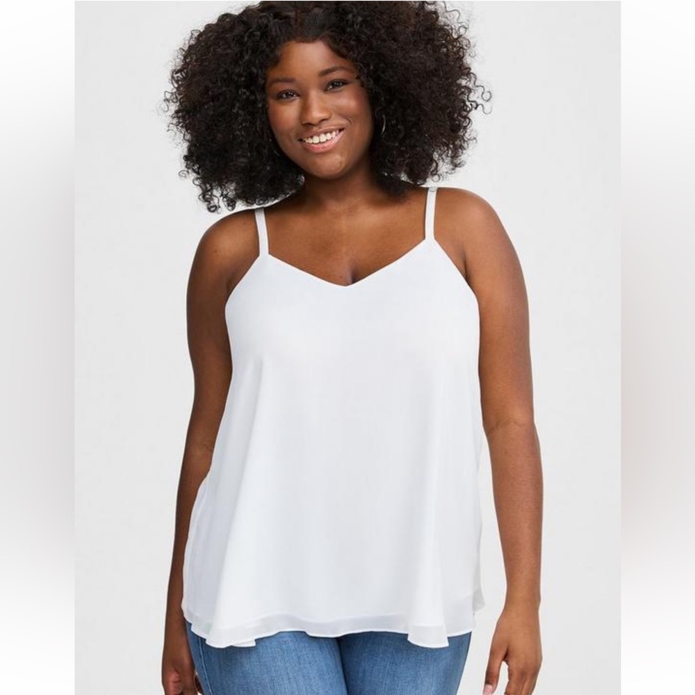 NWT Torrid Sophie Chiffon Swing Cami, Size 00 (10), Cloud Dancer